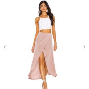 Free People faux wrap skirt in blush pink